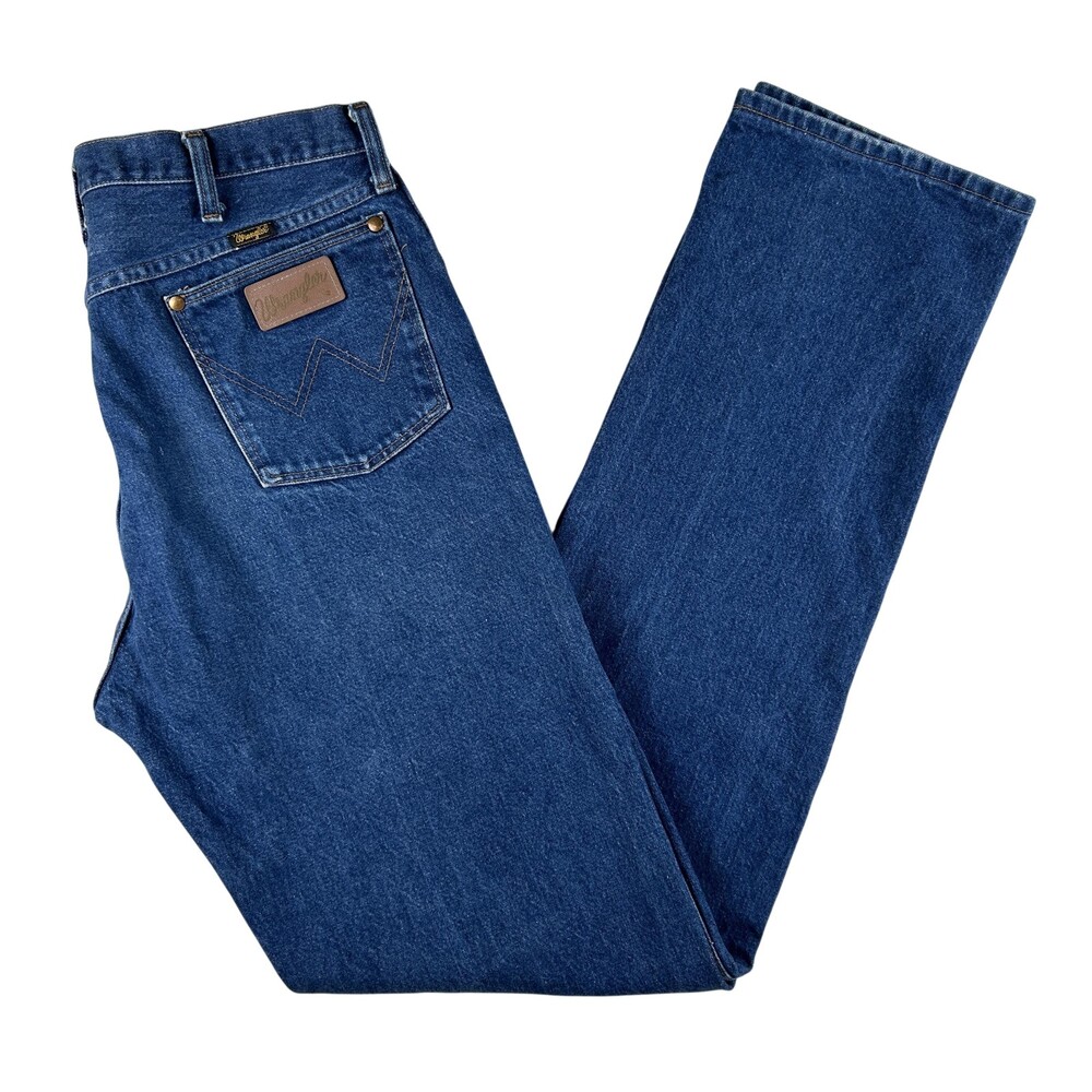 Vintage Wrangler Cowboy Cut Jeans Mens 36x37 Straight Blue Denim USA 13MWZXS